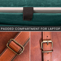 Genuine Goat Leather 14" Messenger Bag with padded compartment for laptop and adjustable shoulder strap