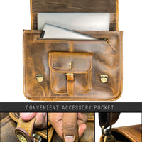 Genuine Buffalo Leather Convertible 16" Rustic Briefcase
