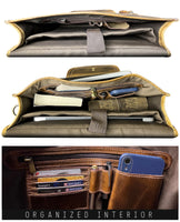 Genuine Buffalo Leather Convertible 16" Rustic Briefcase