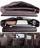 Genuine Buffalo Leather Convertible 16" Briefcase (Mulberry) with organized interior