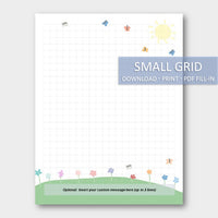 (Digital) Printable Stationery Paper - Butterflies I. Small Grid Cassia PDF peglala-com.myshopify.com PEGlala.com