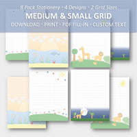 (Digital) Printable Stationery Paper Bundle - Paradise Bundle 8 (HI) Medium Grid-Small Grid Cassia PDF peglala-com.myshopify.com PEGlala.com