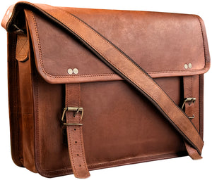 Genuine Goat Leather 14" Messenger Bag