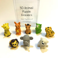 3D Animal Puzzle Erasers – Game Pieces (8‑Piece Set)