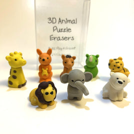 3D Animal Puzzle Erasers – Game Pieces (8‑Piece Set)