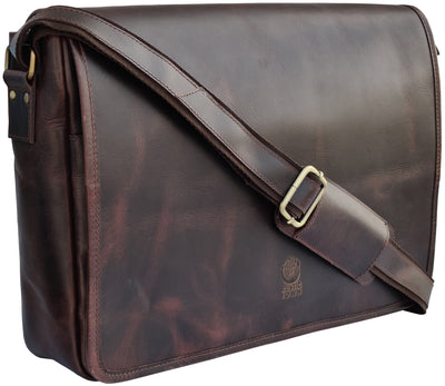 Genuine Buffalo Leather Messenger Bag (Mulberry)