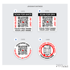 Personalized "No Blood" QR Code Medical Alert Sticker (Square & Round)