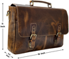 Genuine Buffalo Leather Convertible 16" Briefcase (Brown) 16x11x3.5