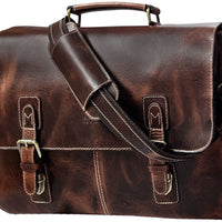 Genuine Buffalo Leather Convertible 16" Briefcase (Mulberry)
