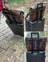 Genuine Buffalo Leather Convertible 16" Briefcase (Mulberry) with travel strap