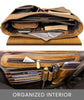 Genuine Leather Canvas Briefcase Messenger Bag with organized interior