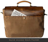 Genuine Leather Canvas Briefcase Messenger Bag with back pocket