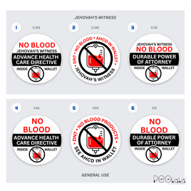 Emergency "No Blood" Medical Alert Sticker (1.6" Round)
