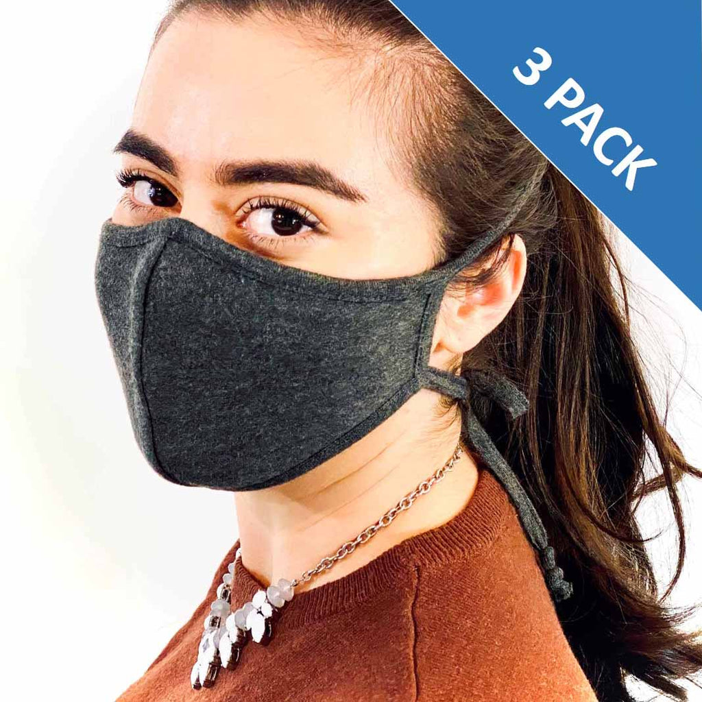 [CLEARANCE] 3 Layer Antibacterial Face Mask - Charcoal (S/M)-Face Mask-MASKlala-3 PACK CHARCOAL-PEGlala.com