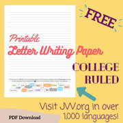 (Digital) Printable Letter Writing Paper Visit JW.org - College Ruled