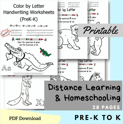 (Digital) Color by Letter Handwriting Worksheets (PreK-K)