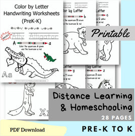 (Digital) Color by Letter Handwriting Worksheets (PreK-K)