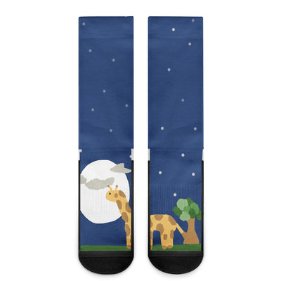 Giraffe in the Moonlight Crew Socks  PEGlala.com AA Clthng-Socks (DK) peglala-com.myshopify.com PEGlala.com