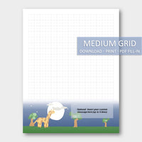 (Digital) Printable Stationery Paper - Moonlight H. Medium Grid Cassia PDF peglala-com.myshopify.com PEGlala.com