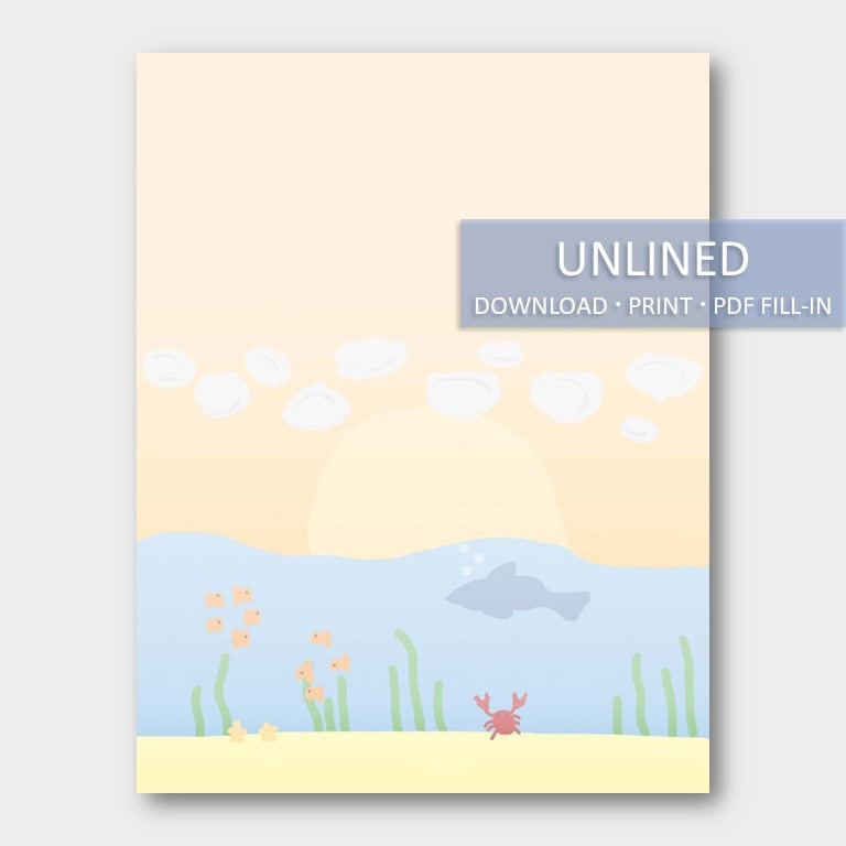 (Digital) Printable Stationery Paper - Sea A. Unlined Cassia PDF peglala-com.myshopify.com PEGlala.com