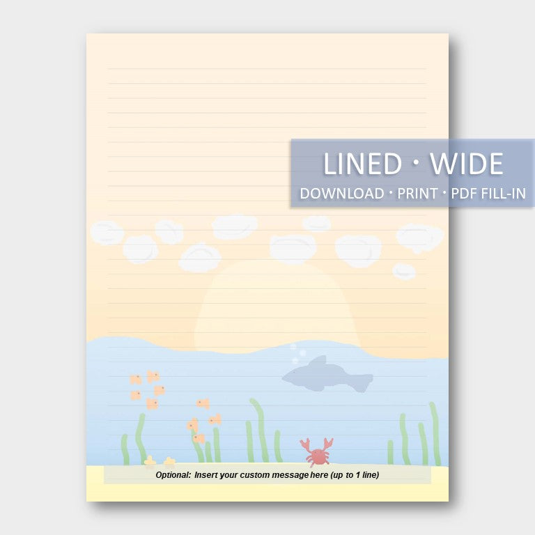 (Digital) Printable Stationery Paper - Sea (Digital) Printable Stationery Paper - Sea