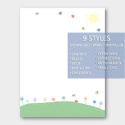 (Digital) Printable Stationery Paper - Butterflies Bundle 9 (A-I) All 9 Styles Cassia PDF peglala-com.myshopify.com PEGlala.com