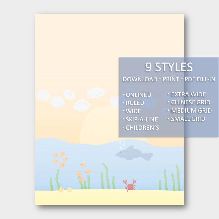 (Digital) Printable Stationery Paper - Sea| PEGlala.com