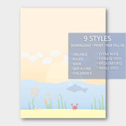 (Digital) Printable Stationery Paper - Sea Bundle 9 (A-I) All 9 Styles Cassia PDF peglala-com.myshopify.com PEGlala.com