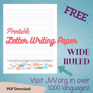 (Digital) Printable Letter Writing Paper Visit JW.org - Wide Ruled