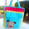 Cartoon Tote with Front Pocket - Bear (Blue)