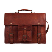 Genuine Goat Leather Vintage Rustic Crossbody Briefcase Bag