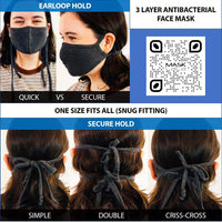 [CLEARANCE] 3 Layer Antibacterial Face Mask - Charcoal (S/M)-Face Mask-MASKlala-3 PACK CHARCOAL-PEGlala.com